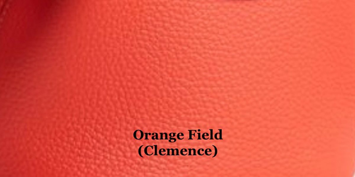 Образец цвета Orange Field в линейке Clemence — новый оттенок кожи для весенне-летней коллекции 2024 года (TNP).
