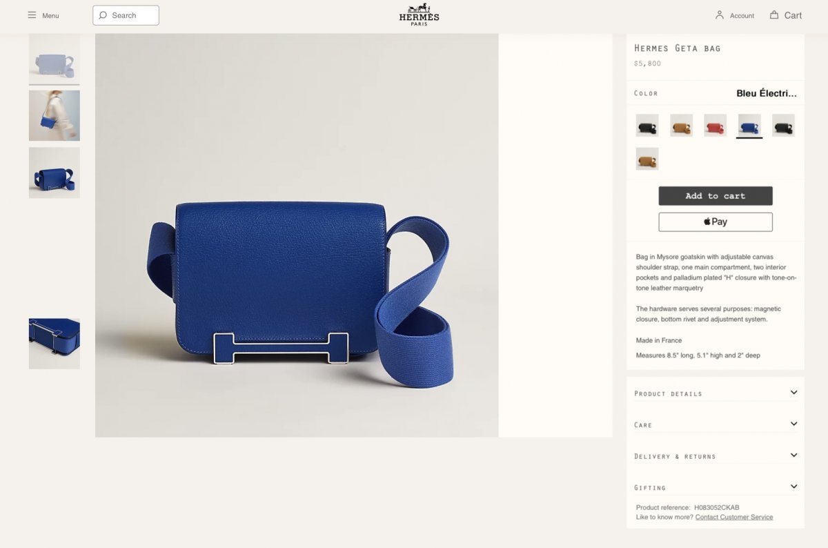 Сумка Geta, которая (на короткое время!) была доступна для продажи на сайте Hermes.com, как отметил пользователь TPF @ka3na20