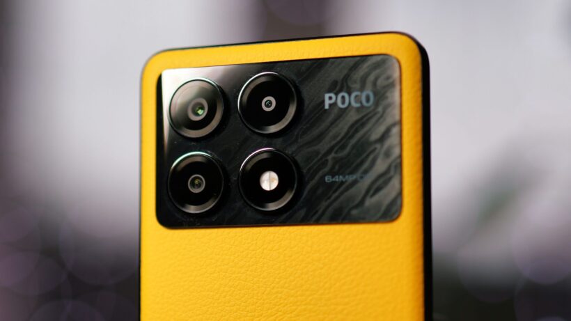 Выступ задней камеры Poco X6 Pro. Крупный план камеры Poco X6 Pro с надписью «64 Мп».