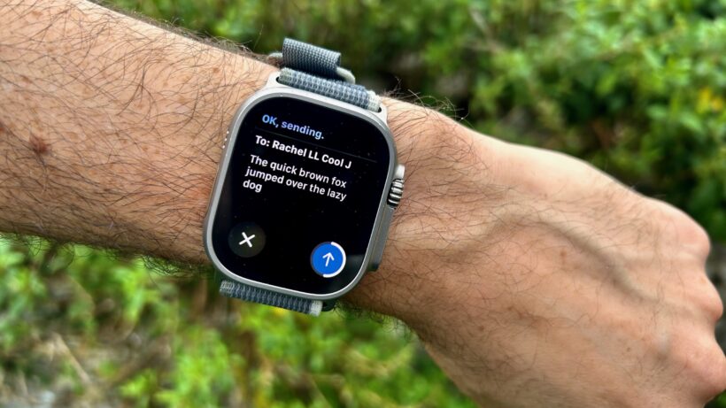 Сообщение на передней панели Apple Watch Ultra 2