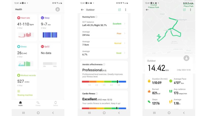 Скриншоты приложения OHealth для OnePlus Watch 2. Скриншоты функций отслеживания здоровья и физической активности в OnePlus…