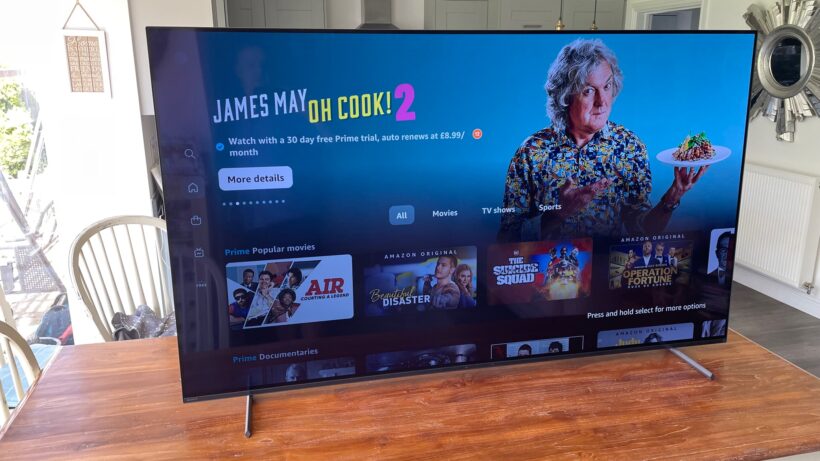 Главный экран Google TV на телевизоре Sony 65A80L.